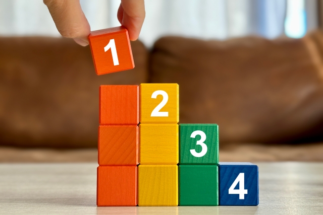 １～４とかかれたブロックの画像